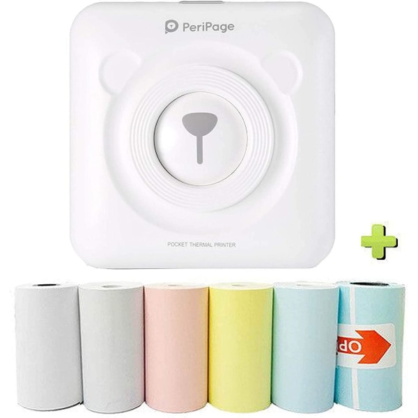 Mini Printer Portable Photo Printer Pocket Mini Printer Image Picture Printer Label With 6 Mobile Phone Printing Paper