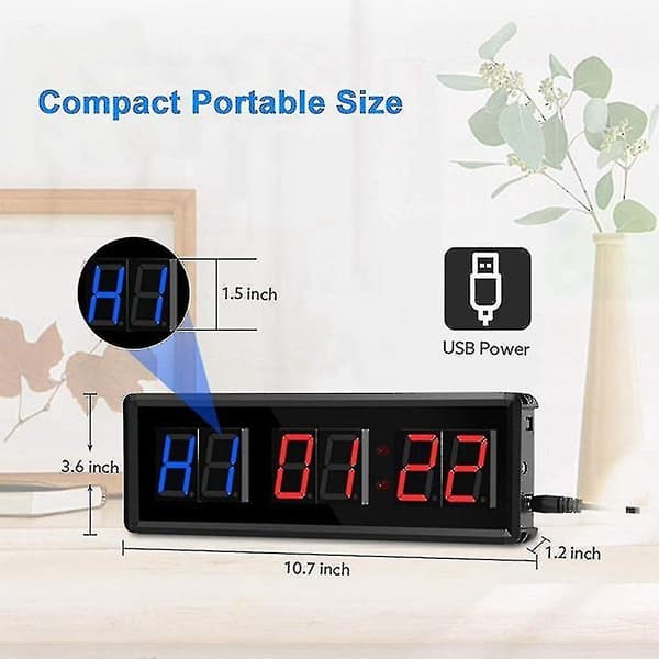 Gym Timer,led Interval Timer,digits Down/up Clock Stopwatch For Home