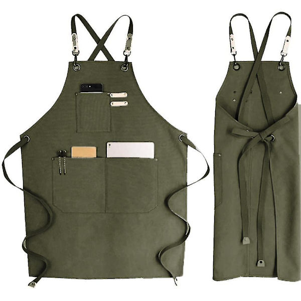 Denim Bib Apron, Adjustable Jean Aprons With Pocket  Cross-back Straps For Salon Barber