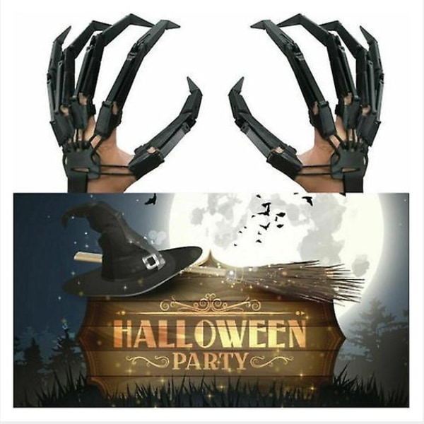 3d Halloween Articulated Fingers Claws Cosplay Decoration Party Props 2pcs Left Right black