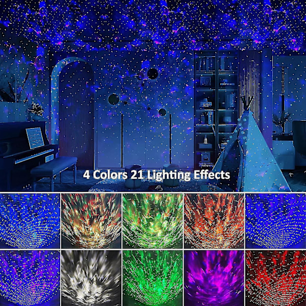 Galaxy-projektori, tähtiprojektori LED-valot makuuhuoneeseen Bluetoothilla