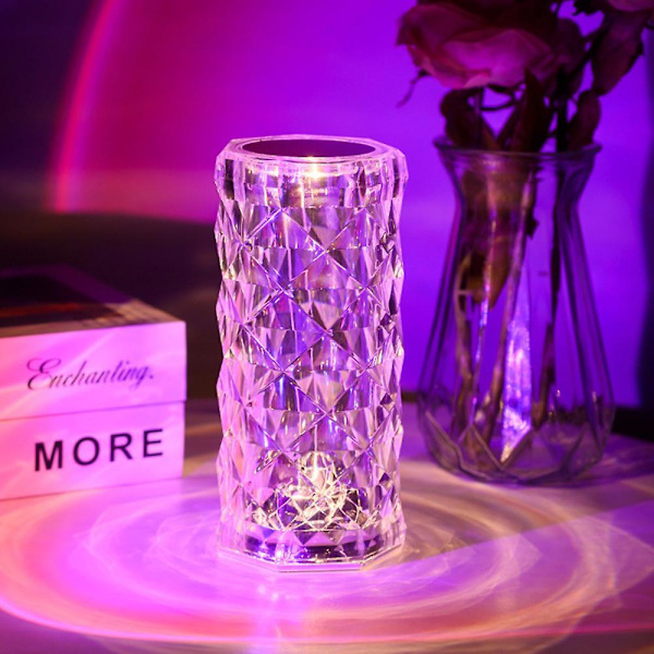 Color Changing Romantic Rose Crystal Lamp Bedside Touch Control Usb Diamond Table Lamp