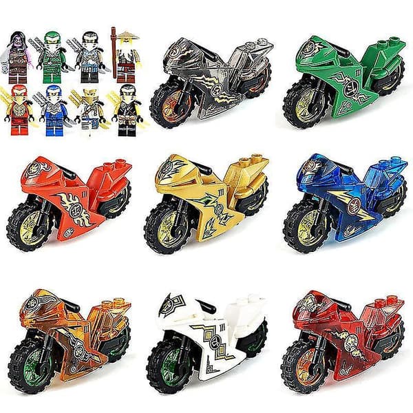 8 Figures with motorcycle available 8pcs ninja building blocks figures with enlighten motorcycle z53