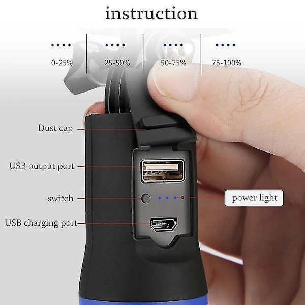 Ny 2-i-1 Selfie Stick & Powerbank 5200mah Batteri Håndgreb Tripod F Standard 12cm tripod