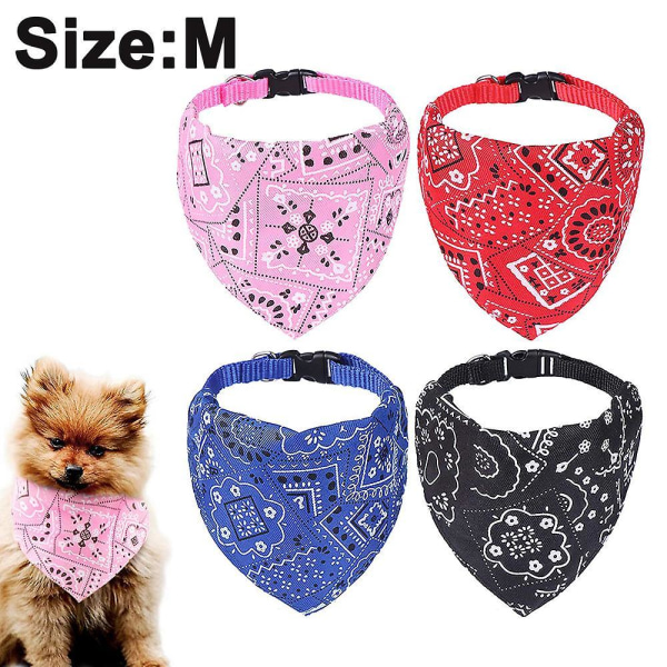 Dog Bandana,4pcs Birthday Christmas Gift Washable Dog Bandana M