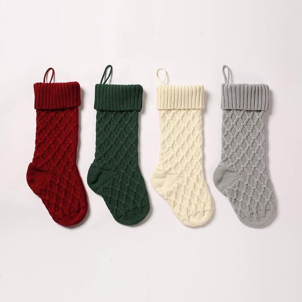 4pcs Cable Knit Christmas Stockings Classic Decorations Gift 1
