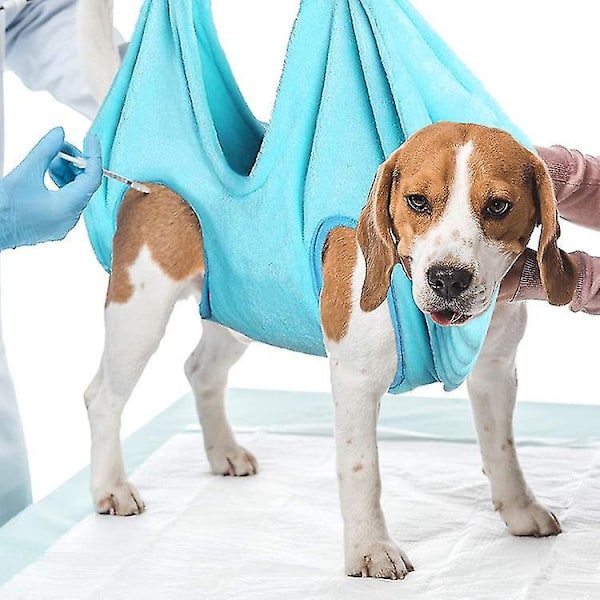 Pet Grooming Hammock Helper Assistant Multifunctional Dry Towel Cat Dog Restraint Bag blue L