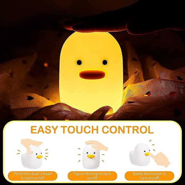 Cute Duck Kids Night Light, SerDa-Run LED Night Lamp With Touch Sensor Silicone Rechargeable
