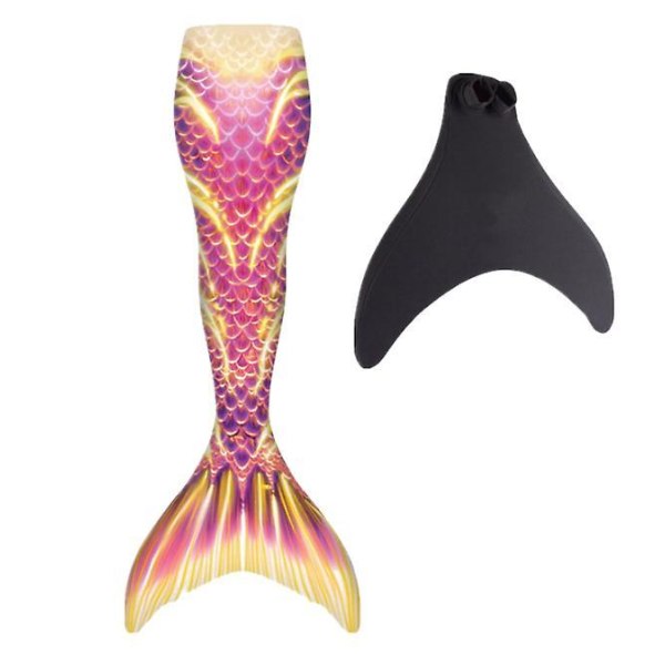 Kids Wear-resistant Mermaid Tail For Swimming, Monofin Included pink L