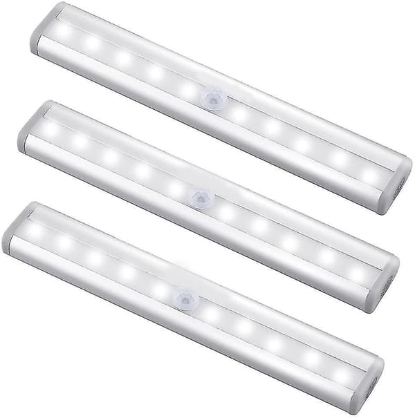 Motion Sensor Light Bar, (10 Led, 3 Pack)  Wardrobe Wireless Lamp