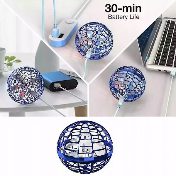 Flynova Pro Flying Ball Toy 360 Hand-controlled Flying Ball Toy Built-in Rgb Light Blue 81*26.5*205mm