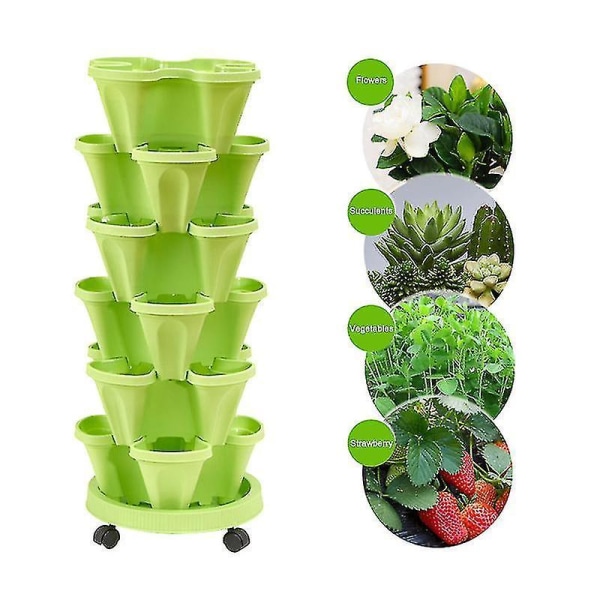 3 stk. Stabelbar Type Stereoskopisk Blomsterpotte Plast Stabelbar Vertikal Blomster Plantepotte Til Beige