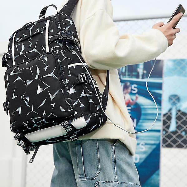Waterproof Canvas Laptop Backpack With Usb White