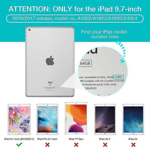 Compatible 2018/2017 Ipad 9.7 5th / 6th Generation - Slim Lightweight Cover Sky blue