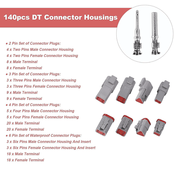 140pcs Deutsch Dt Series Waterproof Wire Connector Kit With Pins Box