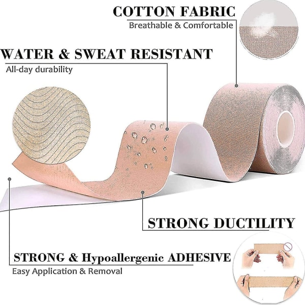2 stk Brysttape Hudfarge, Pustende Brystløftetape, Push Up Tape