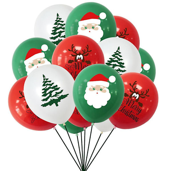 Jul 30 stk Latex Ballong Papir Banner Kakekort Sett Juleflagg Festdekorasjonsutstyr