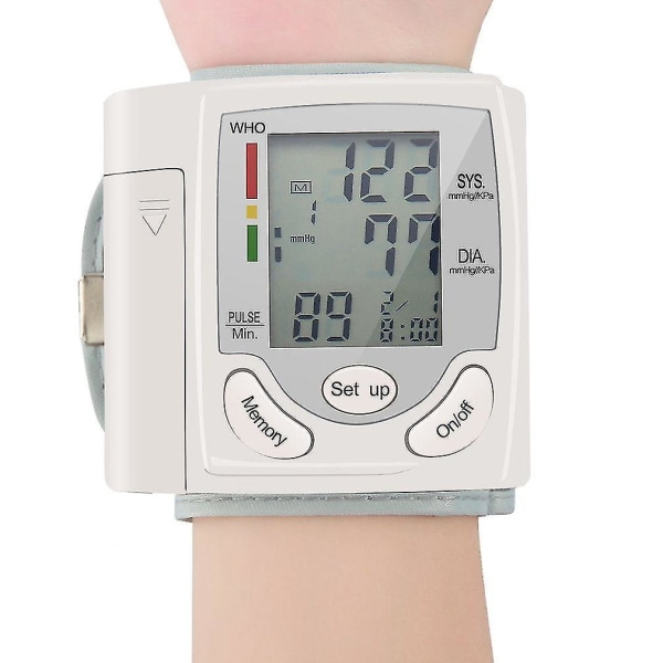 Automatic Digital Lcd Display Wrist Monitor Heart Beat Rate Pulse Meter Measure White Convenient Carry Sphygmomanometer