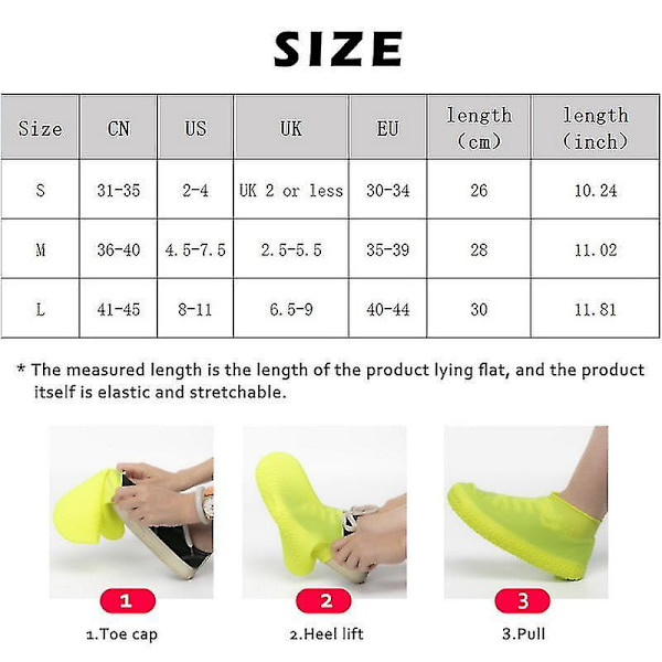 Silicone Waterproof Shoe Covers Reusable Rain Shoe Covers YELLOW S