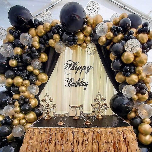 Party Balloons-136 Pieces Of Diy Gold And Black Garland Balloon Kits, Suitable For Birthday/party/christmas/wedding And Holidays