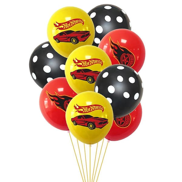 30pcs Balloon Pull Flag Cake Card Set Hot Wheels Racing Party Decoration Supplies