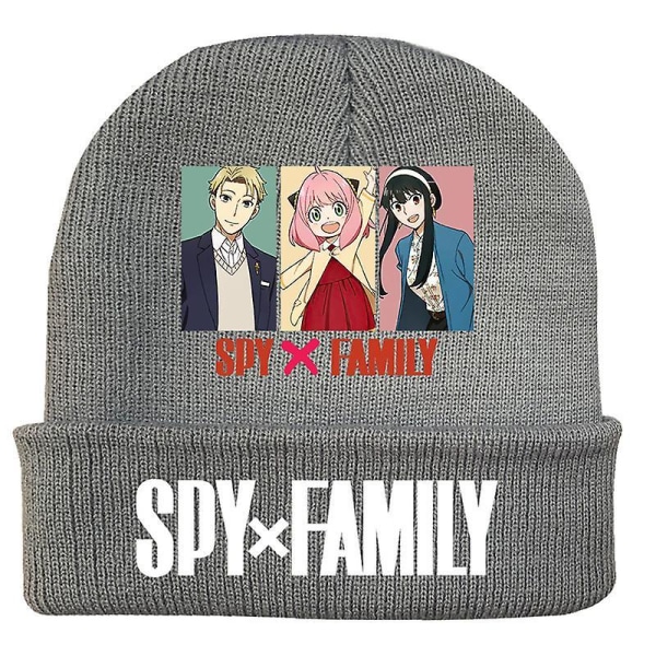 Fashion Trend Classic Winter Warm Knit Hat Beanie Cap For Children Adult Adolescents Cap New Japanese Anime Spy X Family Pattern red-C