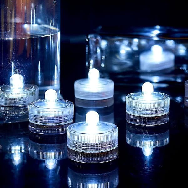 24pk Vanntette Runde Mini LED Telys Undervannslys For Bryllup Hjemmefest Vase