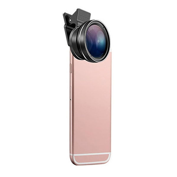 2 In 1 Universal 37mm 0.45x 49uv Wide Angle Macro Cell Phone Camera Lens Kit Black
