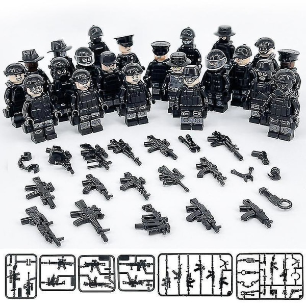 Military Building Blocks Series Black Special Police And Off-road Vehicle Set Small Particles Assembled Minifigure