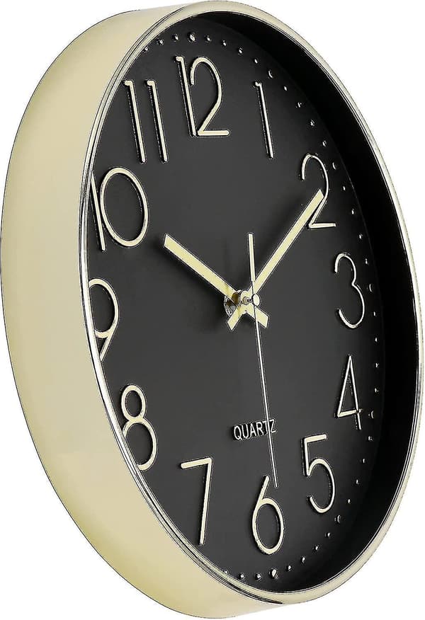 Wall Clock 12-inch Silent Non-ticking Wall Clock black