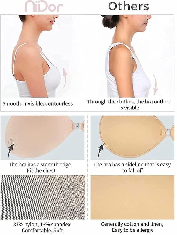 Selvklæbende BH Stropløs Klæbrig Usynlig Push Up Silikone BH SKIN D