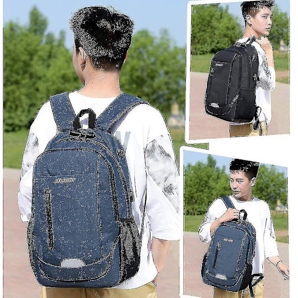 Student School Bag Usb Charging Travel Bag Computer Backpack Dark gray