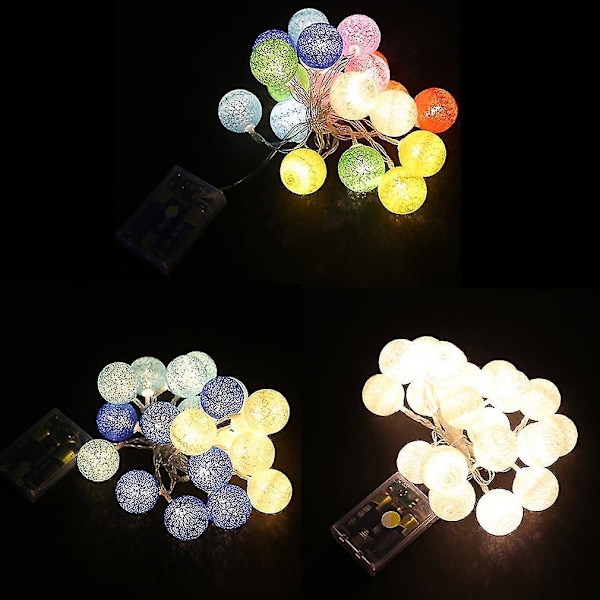 2,3 meter 20 LED bomuldskugler lyskæde soveværelsesdekorationer fe-lampe
