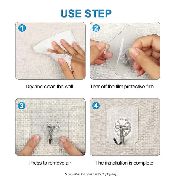 Zk-30 Pack Adhesive Wall Hooks Heavy Duty Sticky Hooks Reusable Seamless Hanging Hooks Strip