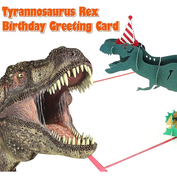 3D Dinosaur Pop Up -syntymäpäiväkortti, 3D Pop Up -syntymäpäiväkortit kirjekuorella, 3D Dinosaur -onnittelukortti, käsintehdyt Hyvää syntymäpäivää Pop Up -kortit, siunaus Ca