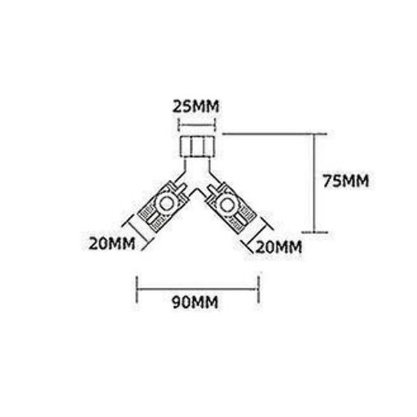 Udskiftningsventil G 1/2 Y-fitting Messing 3-vejs bruseventiladapter Afspærringsventil