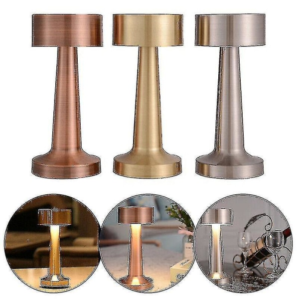 Usb Rechargeable Led Table Lamp Touch Sensor Desk Light Bedroom Restaurant Bar Decor3-color Adjustable Light Sliver Dumbbell