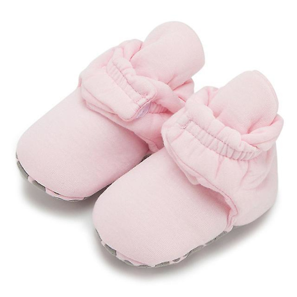 Baby Unisex Baby Sutsko, Økologisk Bomuld Justerbare Spædbarnssko Pink 13cm