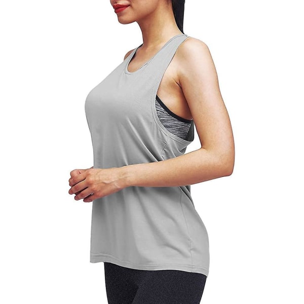 Workout Tops For Women Yoga Athletic Shirts Long Tank Tops Gym Clothes Gray XX-Large