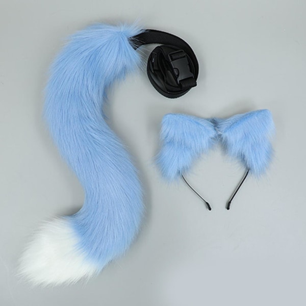 Anime Animal Headband And Tail Costume Anime Party Cat Cosplay Costume Sky blue white