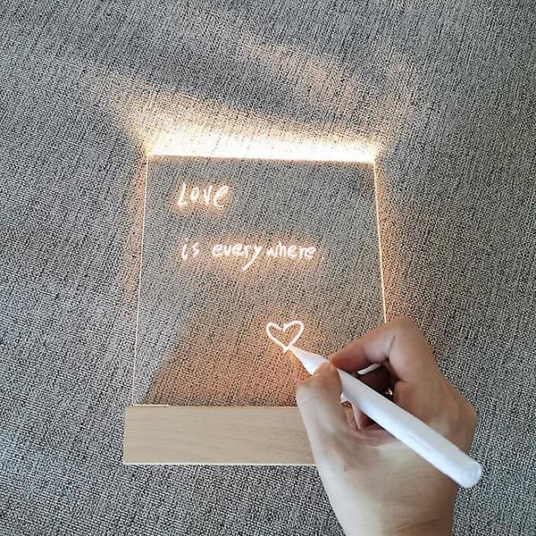 LED Akryl DIY Melding Nattlys Skrivebords Lysende Memo Notattavle warm light