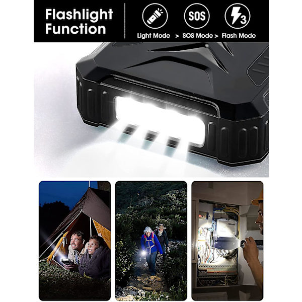Solar Power Bank Camping Lantern Wireless Charger Portable High Capacity Ip6 Waterproof Emergency Power Supply black