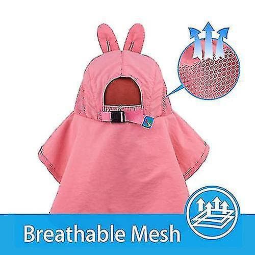 Solhatt for barn med bred brem og justerbar stropp pink