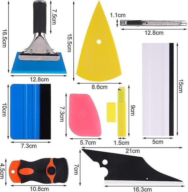 Window Tint Tools Kit, 9 Pcs Protective Film Car Vinyl Wrapping Tint Installing Tool Including Window Squeegee,scraper And Blades1set