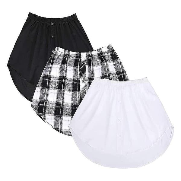 Solid Shirt Extenders Adjustable Layering Fake Tops Lower Sweep Hem With Elastic Waist D 5XL