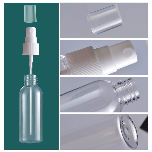 12pcs Spray Bottles, Clear Empty Fine Mist Plastic Mini Travel Bottle Set, Small Refillable Liquid Containers 50ml