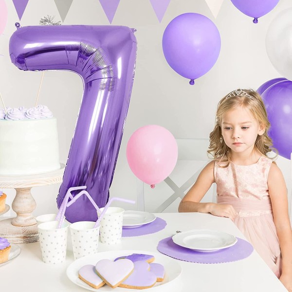 40 Inch Foil Balloons Big Helium Birthday Number Balloon Party Decorations (purple,number 0 purple 7