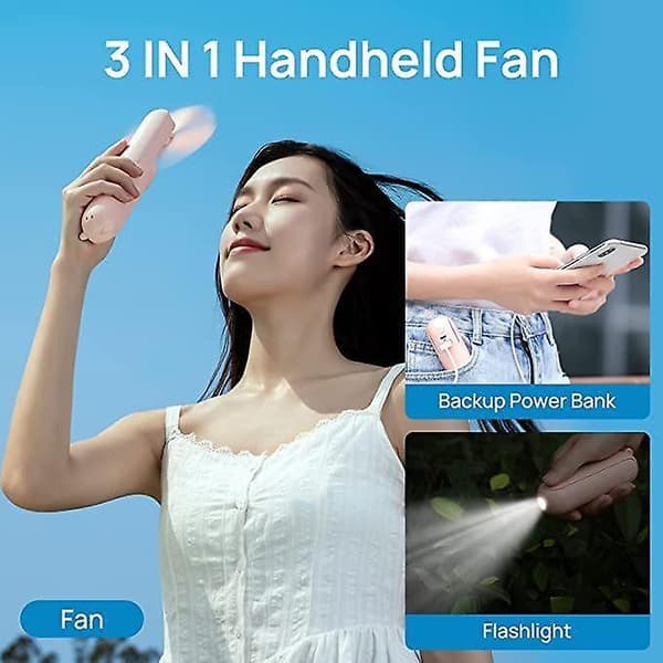 3 In 1portable Usb Rechargeable Handheld Mini Fan Pink