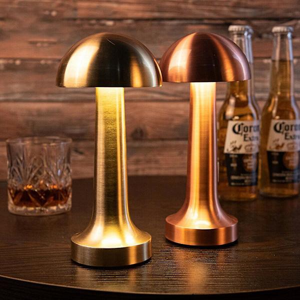 Rechargeable Led Table Lamp Touch Sensor Desk Light Bedroom Restaurant Bar Decor Gold Mushroom