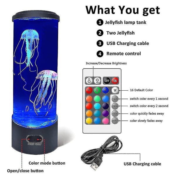 LED Vandmand Lava Lampe Hjemmekontor Skrivebord Sengelampe Stemnings USB Natlampe
